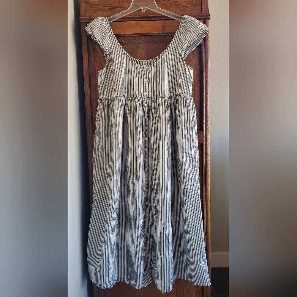 THE GREAT FLUTTER SLEEVE STRIPED MIDI CAMI DRESS 3(L) EXCELLENT